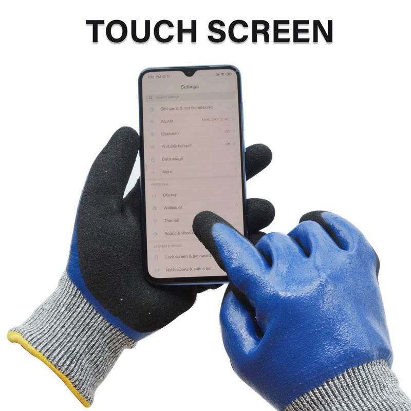 GLOSAV Durable Gardening Gloves for Men, Heavy Duty Nitrile Garden Gloves, Double Coated Work Gloves, Cut Resistant, Puncture Proof, Water Resistant, Touch Screen (Medium) - Image 5